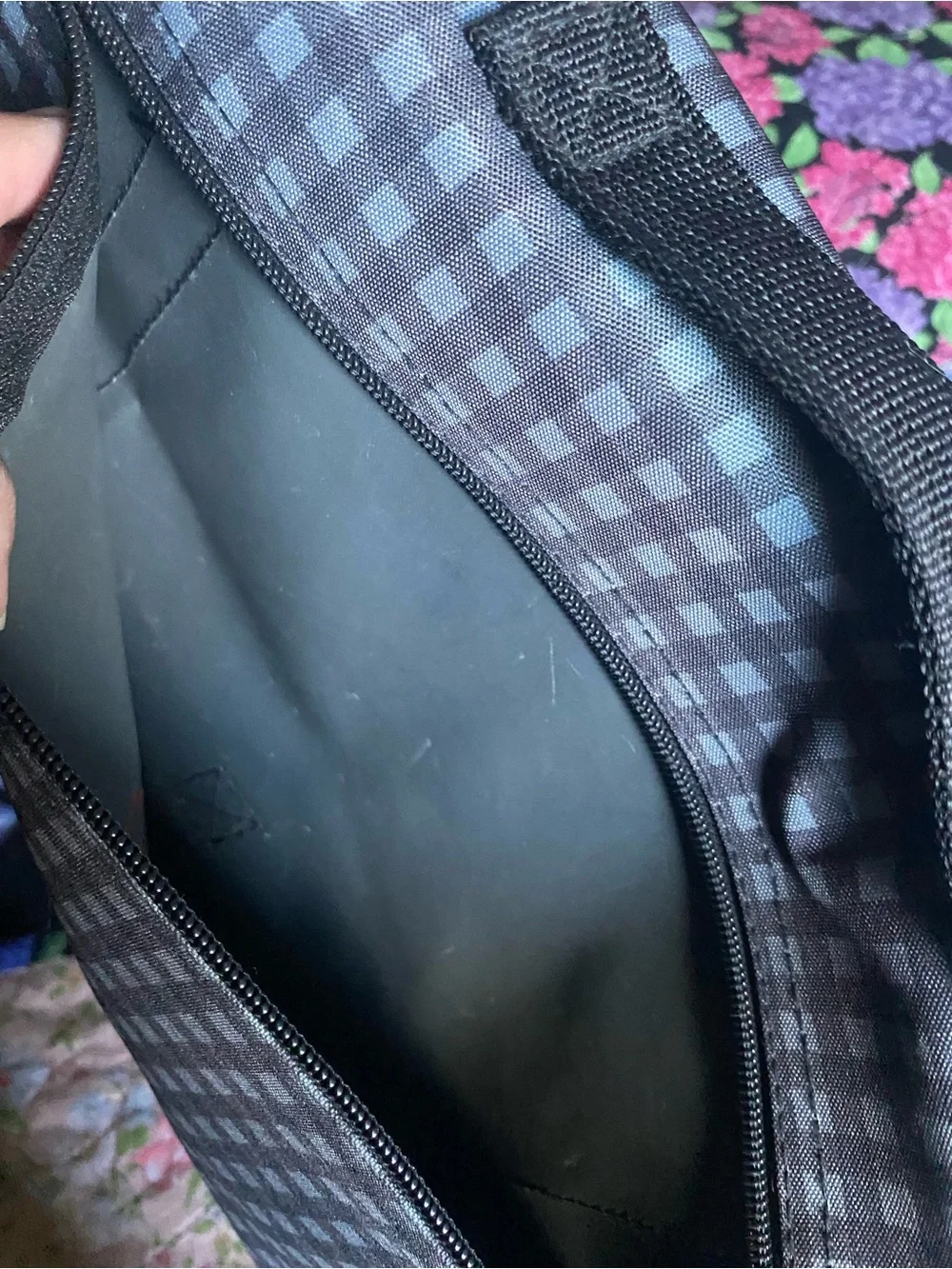 Dickies Black & Gray Plaid Messenger Bag with Green Accents